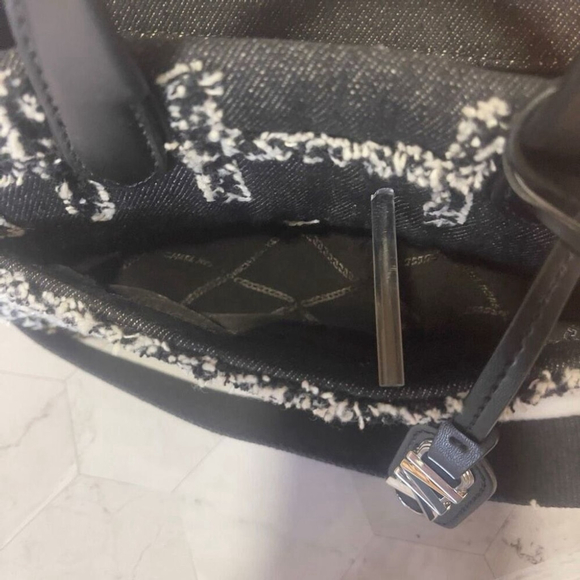 Michael Kors Gigi Small Black Denim Satchel Messenger Crossbody - Picture 6 of 11